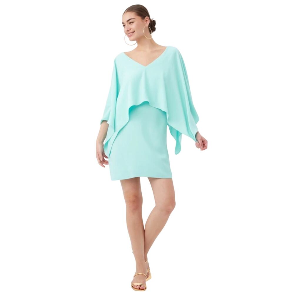 Trina Turk Azzurra Layered Cape Minidress with Drapey Overlay Size XS
